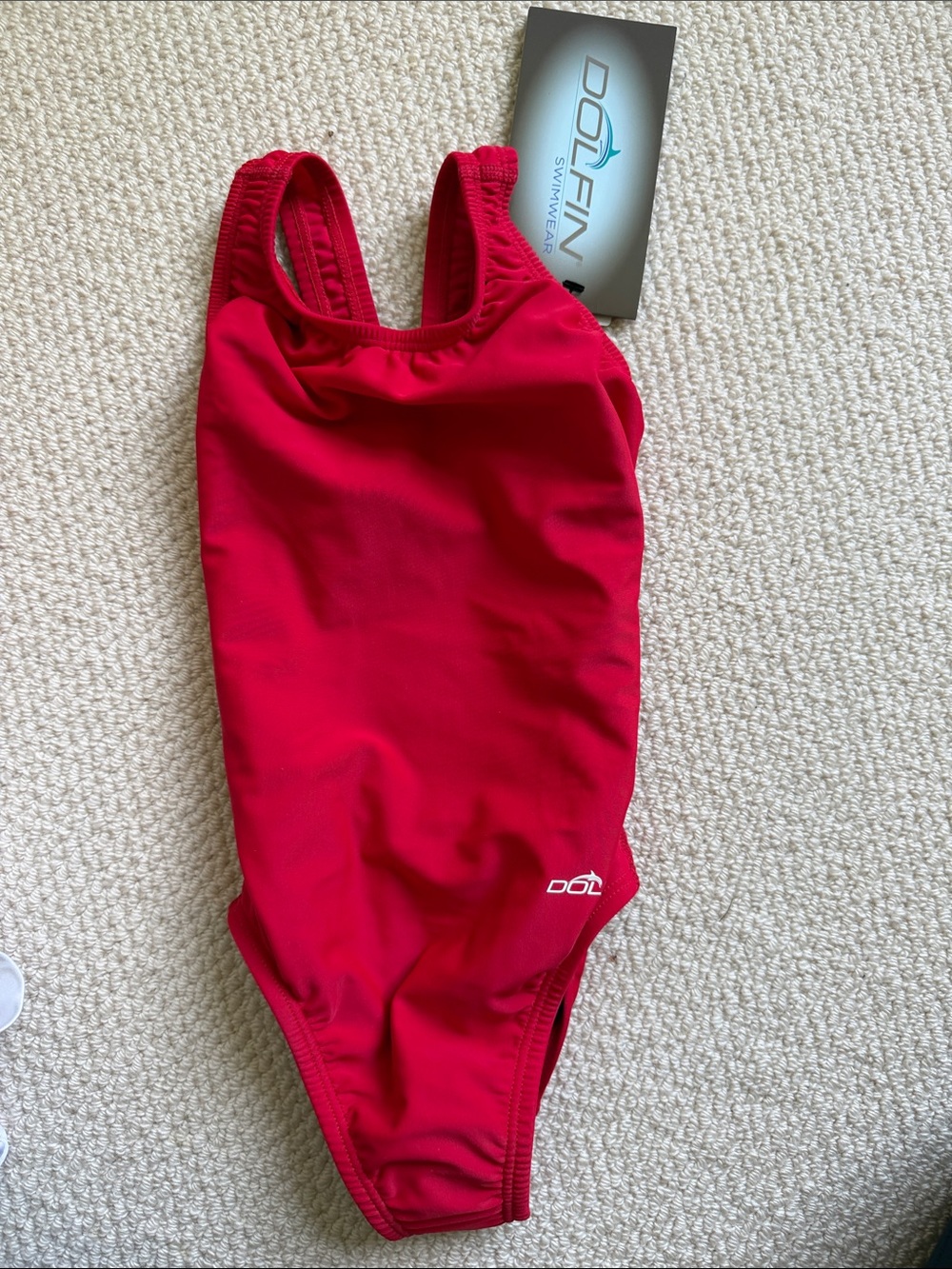 Dolfin Red One-Piece Swimwear with Logo Tag